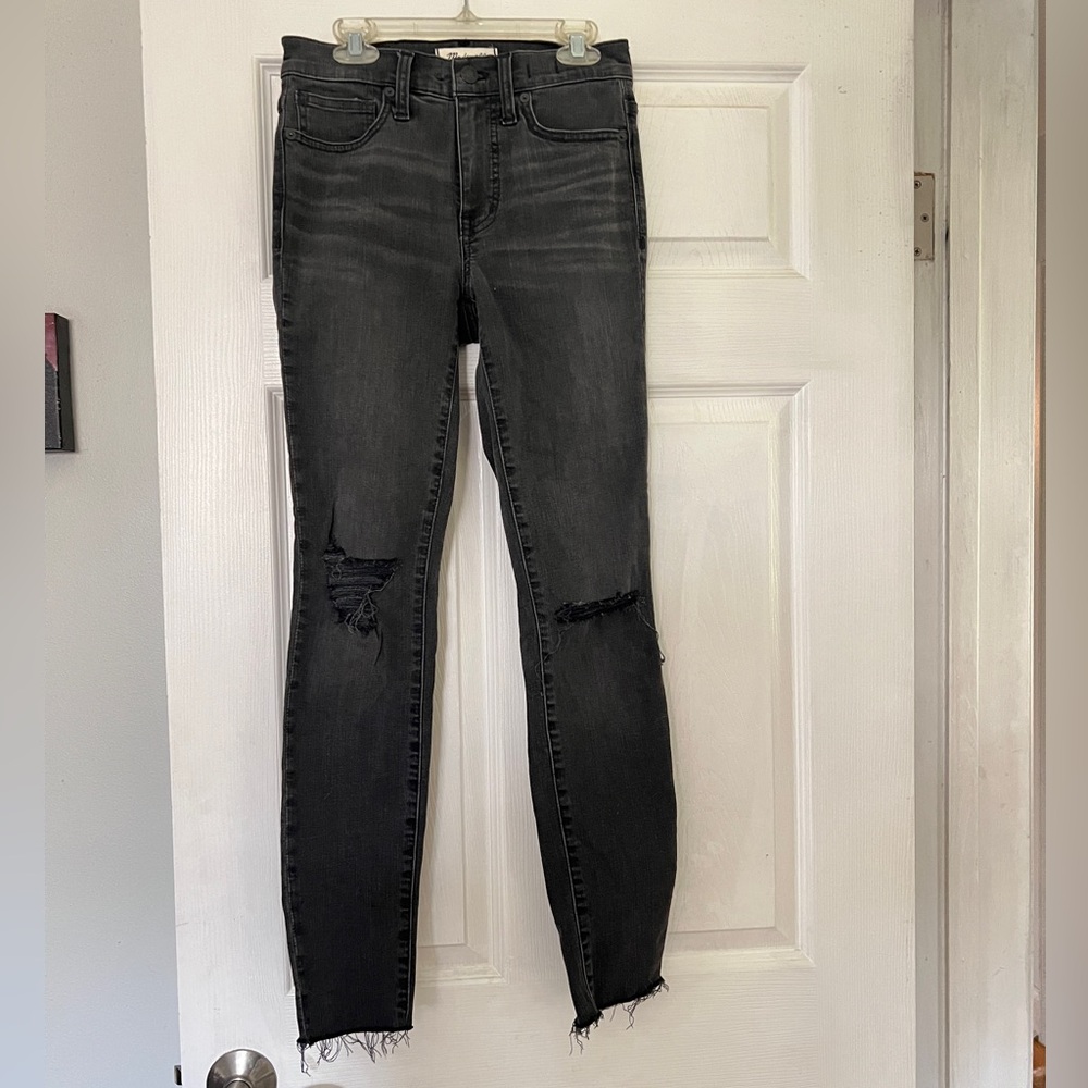 Madewell 9" Black Skinny High-Rise Distressed Women's Jeans